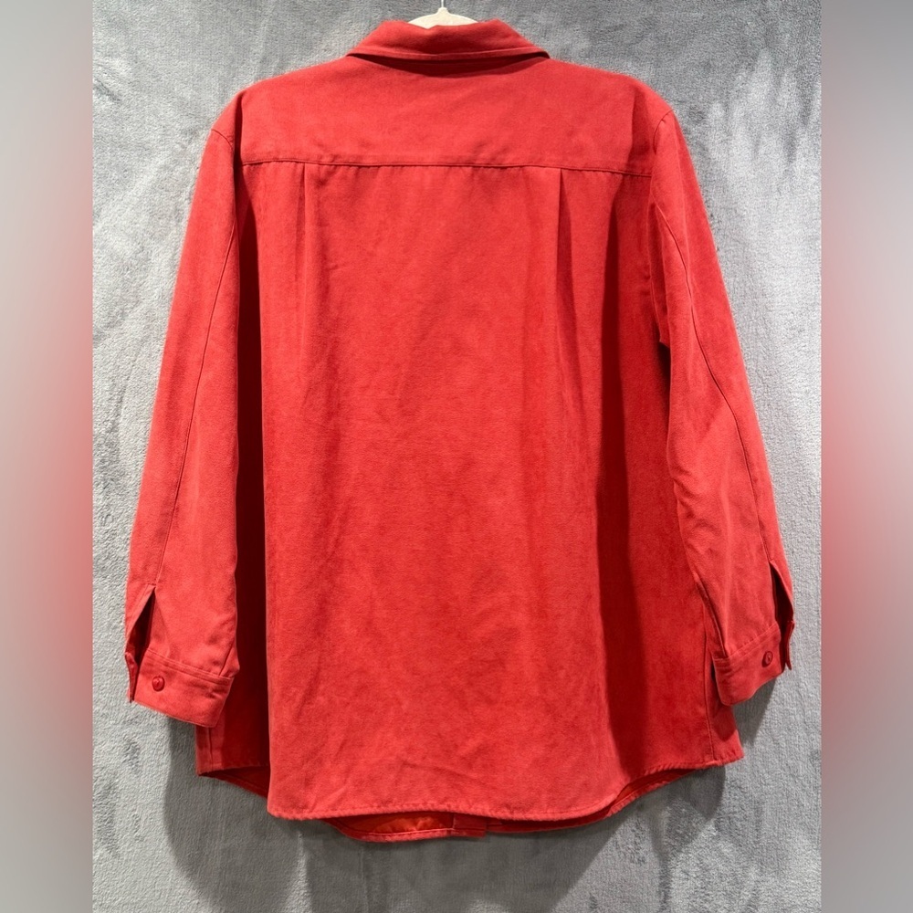 L.L. Bean Faux Suede Button Down Orange Shirt Women's Size XL - Picture 5 of 7